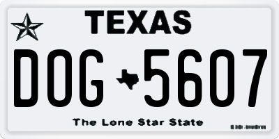 TX license plate DOG5607