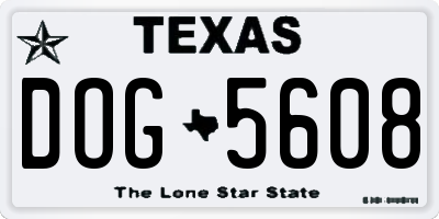 TX license plate DOG5608