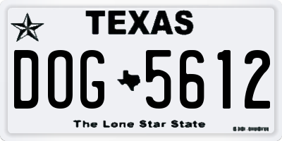 TX license plate DOG5612