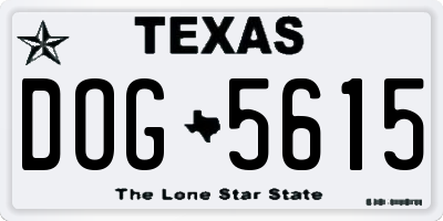 TX license plate DOG5615