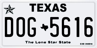 TX license plate DOG5616