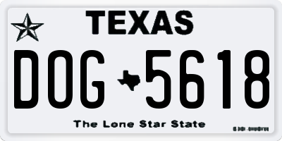 TX license plate DOG5618