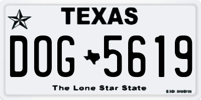 TX license plate DOG5619