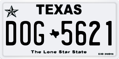 TX license plate DOG5621