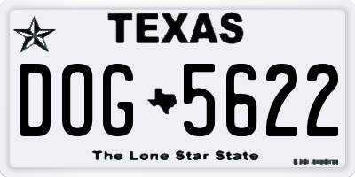 TX license plate DOG5622