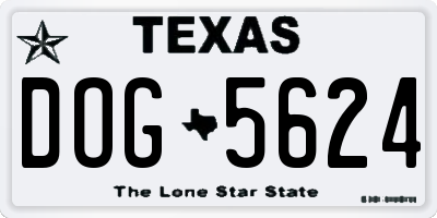 TX license plate DOG5624