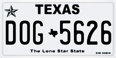 TX license plate DOG5626