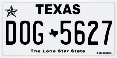 TX license plate DOG5627