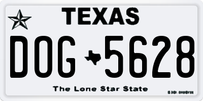 TX license plate DOG5628