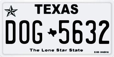 TX license plate DOG5632