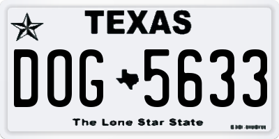 TX license plate DOG5633