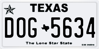 TX license plate DOG5634