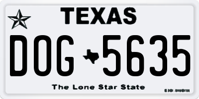 TX license plate DOG5635