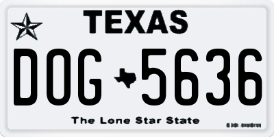 TX license plate DOG5636