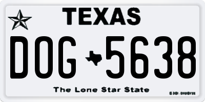 TX license plate DOG5638