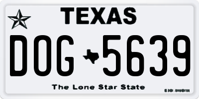 TX license plate DOG5639