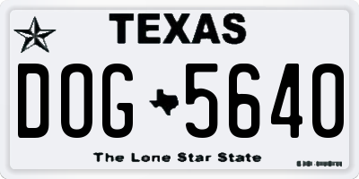 TX license plate DOG5640
