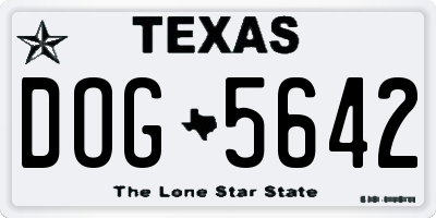 TX license plate DOG5642