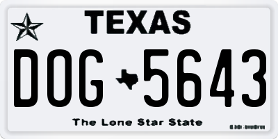 TX license plate DOG5643