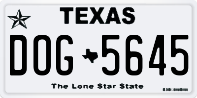 TX license plate DOG5645