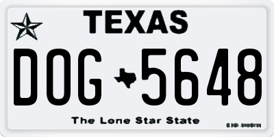 TX license plate DOG5648
