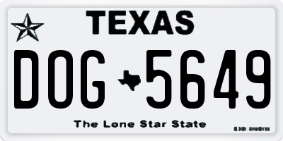 TX license plate DOG5649