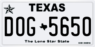 TX license plate DOG5650