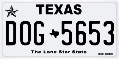 TX license plate DOG5653