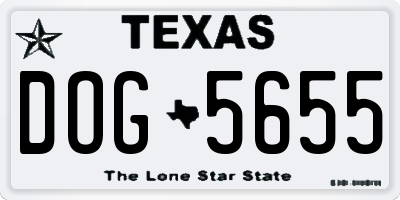 TX license plate DOG5655