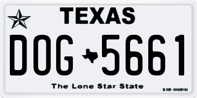 TX license plate DOG5661