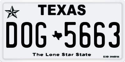 TX license plate DOG5663