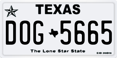 TX license plate DOG5665