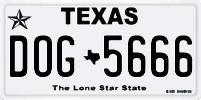 TX license plate DOG5666