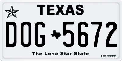 TX license plate DOG5672