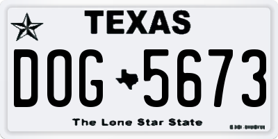 TX license plate DOG5673