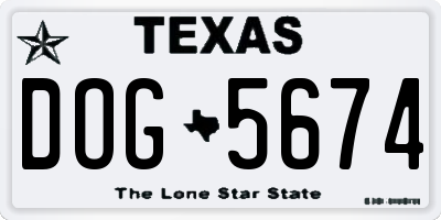 TX license plate DOG5674