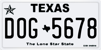 TX license plate DOG5678