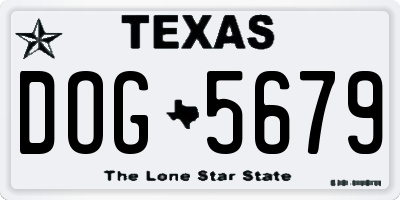 TX license plate DOG5679