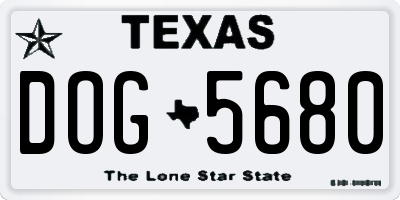 TX license plate DOG5680