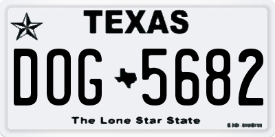 TX license plate DOG5682