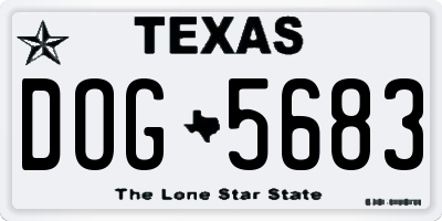 TX license plate DOG5683