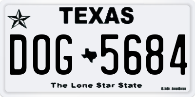 TX license plate DOG5684