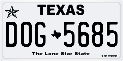 TX license plate DOG5685