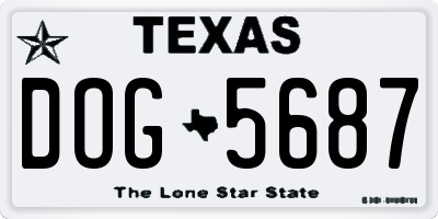 TX license plate DOG5687