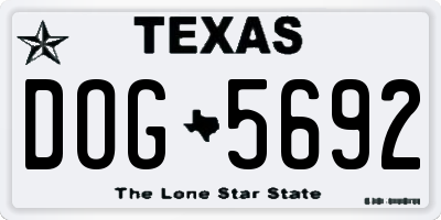 TX license plate DOG5692