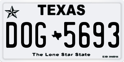 TX license plate DOG5693