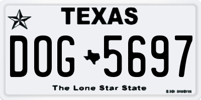TX license plate DOG5697