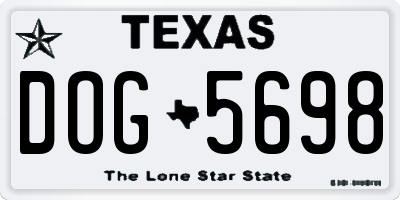 TX license plate DOG5698