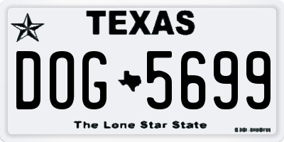 TX license plate DOG5699