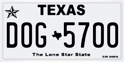 TX license plate DOG5700
